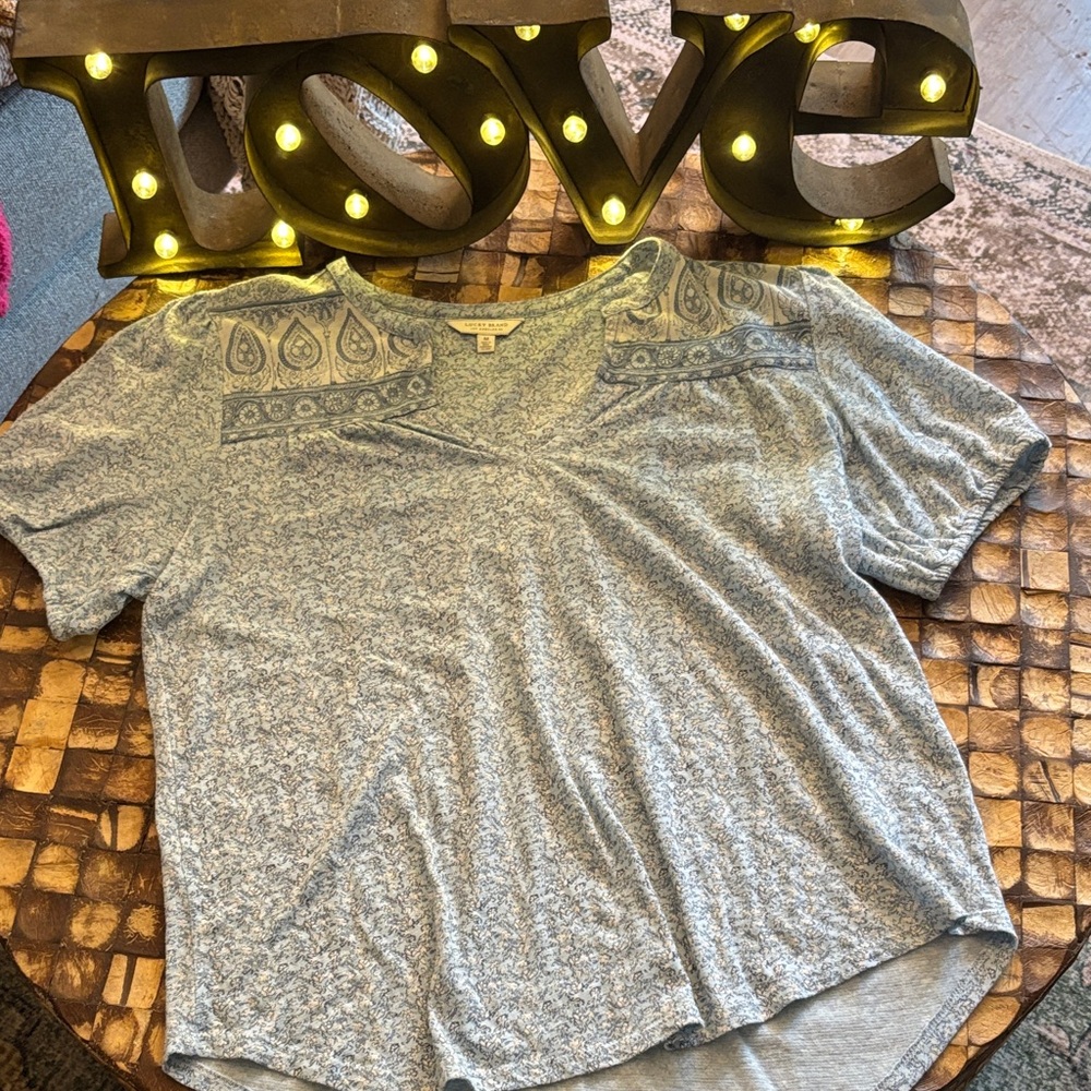 Lucky Brand Heather blue V-Neck Tee